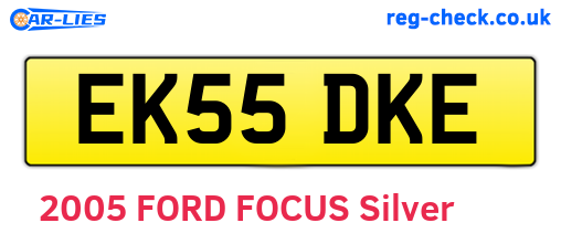 EK55DKE are the vehicle registration plates.