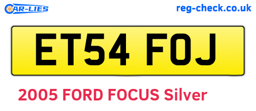 ET54FOJ are the vehicle registration plates.