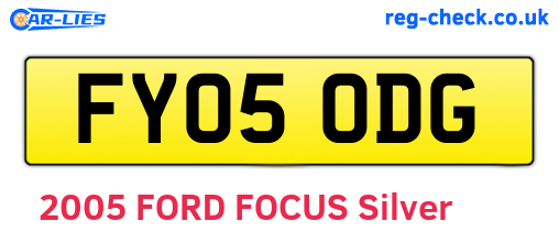FY05ODG are the vehicle registration plates.