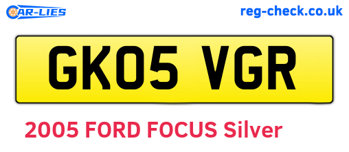 GK05VGR are the vehicle registration plates.