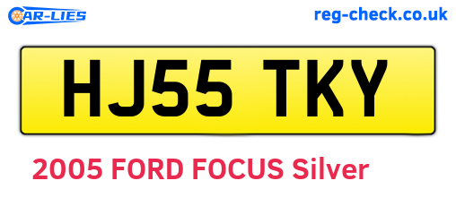 HJ55TKY are the vehicle registration plates.