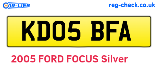 KD05BFA are the vehicle registration plates.