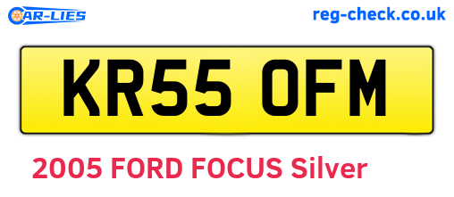 KR55OFM are the vehicle registration plates.