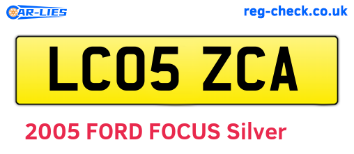 LC05ZCA are the vehicle registration plates.