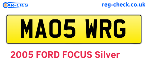 MA05WRG are the vehicle registration plates.