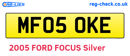 MF05OKE are the vehicle registration plates.