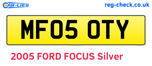 MF05OTY are the vehicle registration plates.