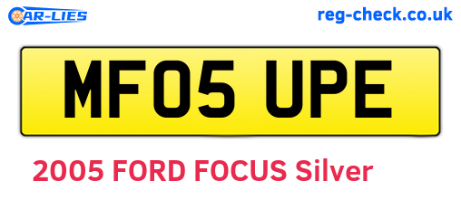 MF05UPE are the vehicle registration plates.