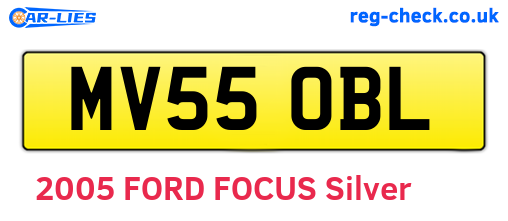 MV55OBL are the vehicle registration plates.