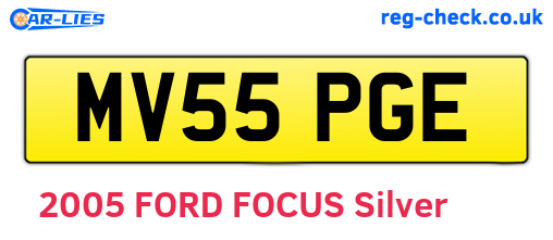 MV55PGE are the vehicle registration plates.