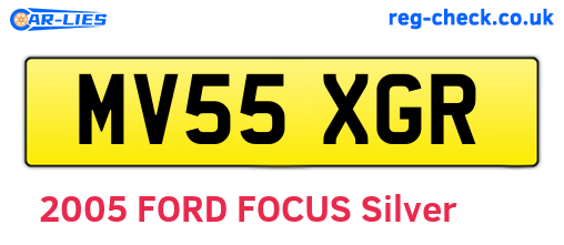 MV55XGR are the vehicle registration plates.