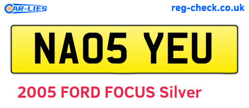 NA05YEU are the vehicle registration plates.
