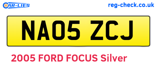 NA05ZCJ are the vehicle registration plates.