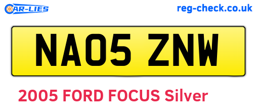 NA05ZNW are the vehicle registration plates.