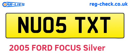 NU05TXT are the vehicle registration plates.