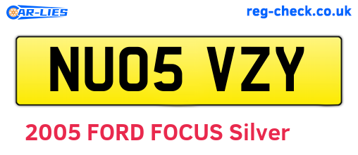 NU05VZY are the vehicle registration plates.
