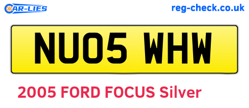 NU05WHW are the vehicle registration plates.