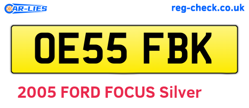 OE55FBK are the vehicle registration plates.