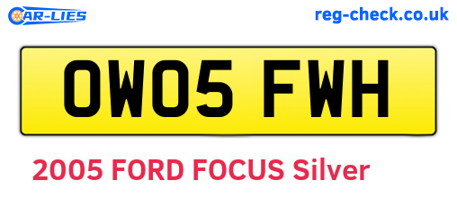 OW05FWH are the vehicle registration plates.