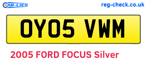 OY05VWM are the vehicle registration plates.