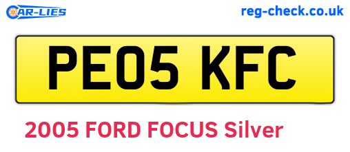 PE05KFC are the vehicle registration plates.
