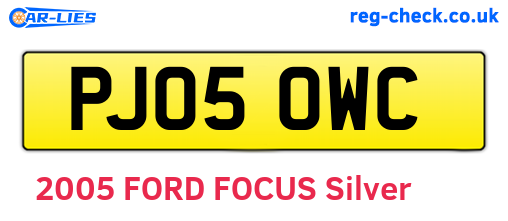 PJ05OWC are the vehicle registration plates.