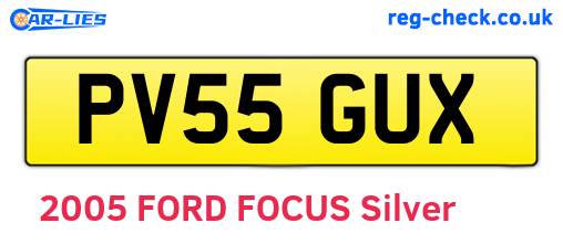 PV55GUX are the vehicle registration plates.