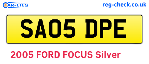 SA05DPE are the vehicle registration plates.