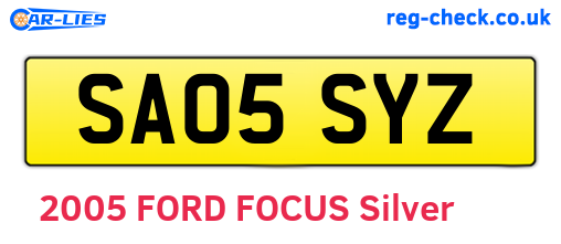 SA05SYZ are the vehicle registration plates.