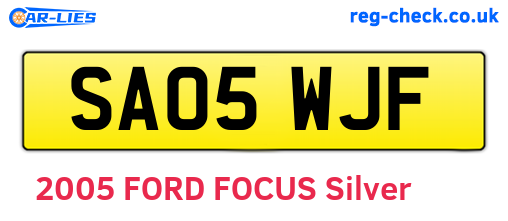 SA05WJF are the vehicle registration plates.