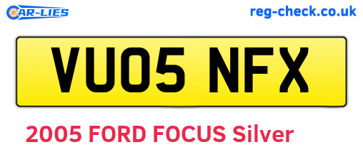 VU05NFX are the vehicle registration plates.