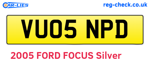 VU05NPD are the vehicle registration plates.