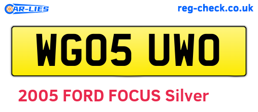 WG05UWO are the vehicle registration plates.