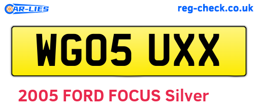 WG05UXX are the vehicle registration plates.