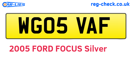 WG05VAF are the vehicle registration plates.