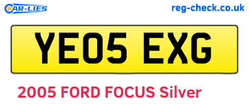 YE05EXG are the vehicle registration plates.
