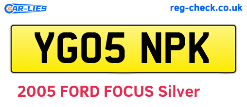YG05NPK are the vehicle registration plates.