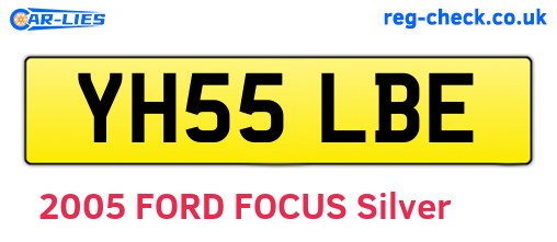 YH55LBE are the vehicle registration plates.