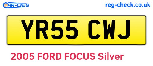 YR55CWJ are the vehicle registration plates.