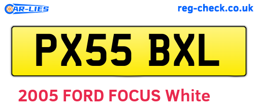 PX55BXL are the vehicle registration plates.