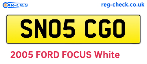 SN05CGO are the vehicle registration plates.