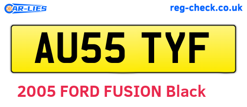 AU55TYF are the vehicle registration plates.