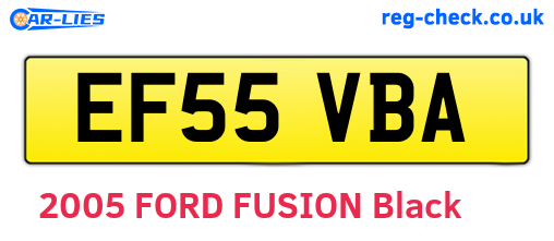 EF55VBA are the vehicle registration plates.