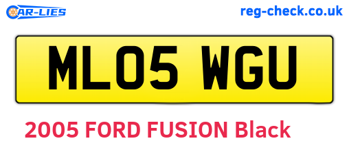 ML05WGU are the vehicle registration plates.