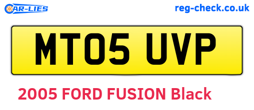 MT05UVP are the vehicle registration plates.