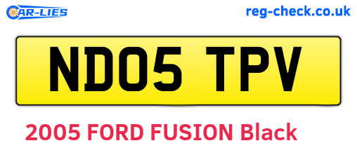 ND05TPV are the vehicle registration plates.