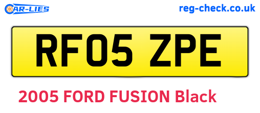 RF05ZPE are the vehicle registration plates.