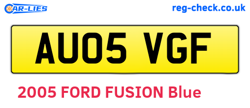 AU05VGF are the vehicle registration plates.