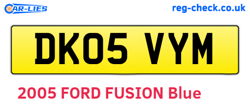 DK05VYM are the vehicle registration plates.