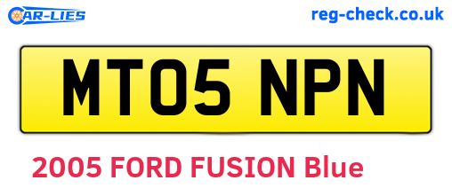 MT05NPN are the vehicle registration plates.